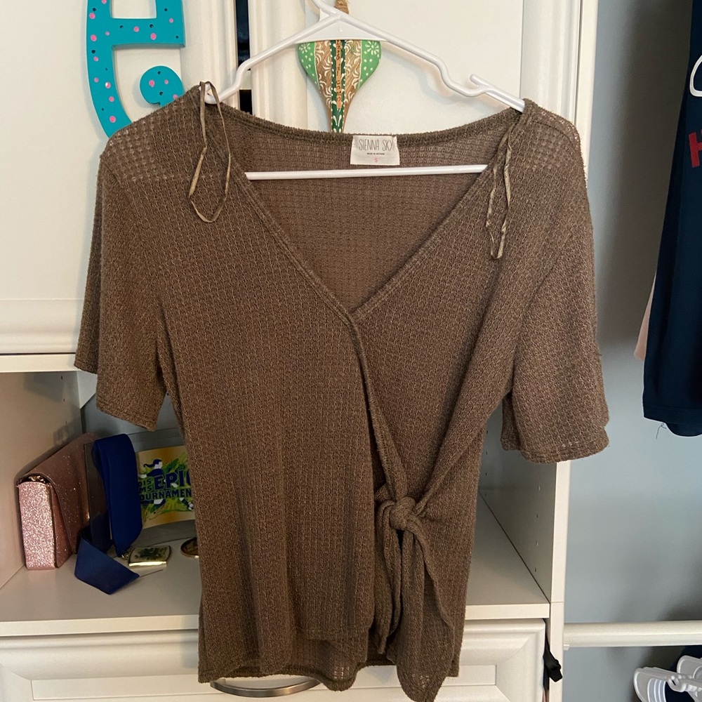 Sienna Sky Dark Green Wrap Shirt